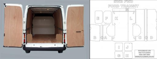 Short Wheel Base Low Roof Ford Transit Van Ply Lining Kit  WITH SIDE RAILS - 2000 On